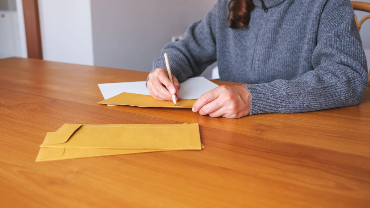 Une femme qui envoie une lettre recommandée pour contester un PV